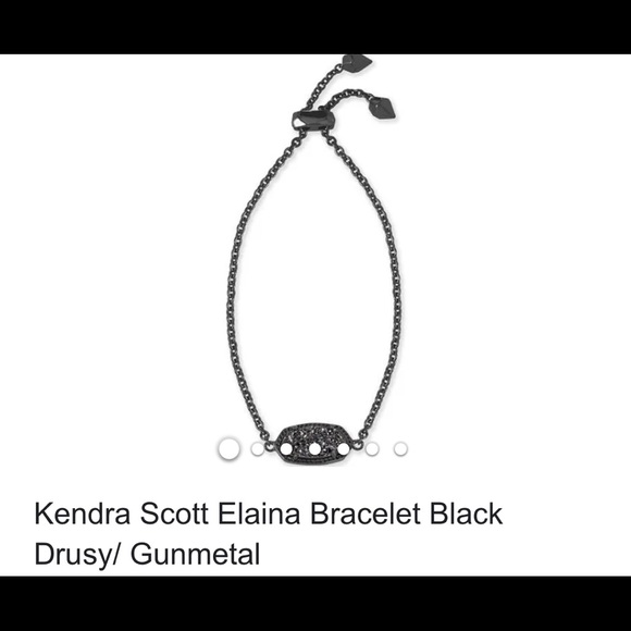 Kendra Scott Jewelry - Kendra Scott Elaina Gunmetal Adjustable Chain Bracelet In Black Drusy